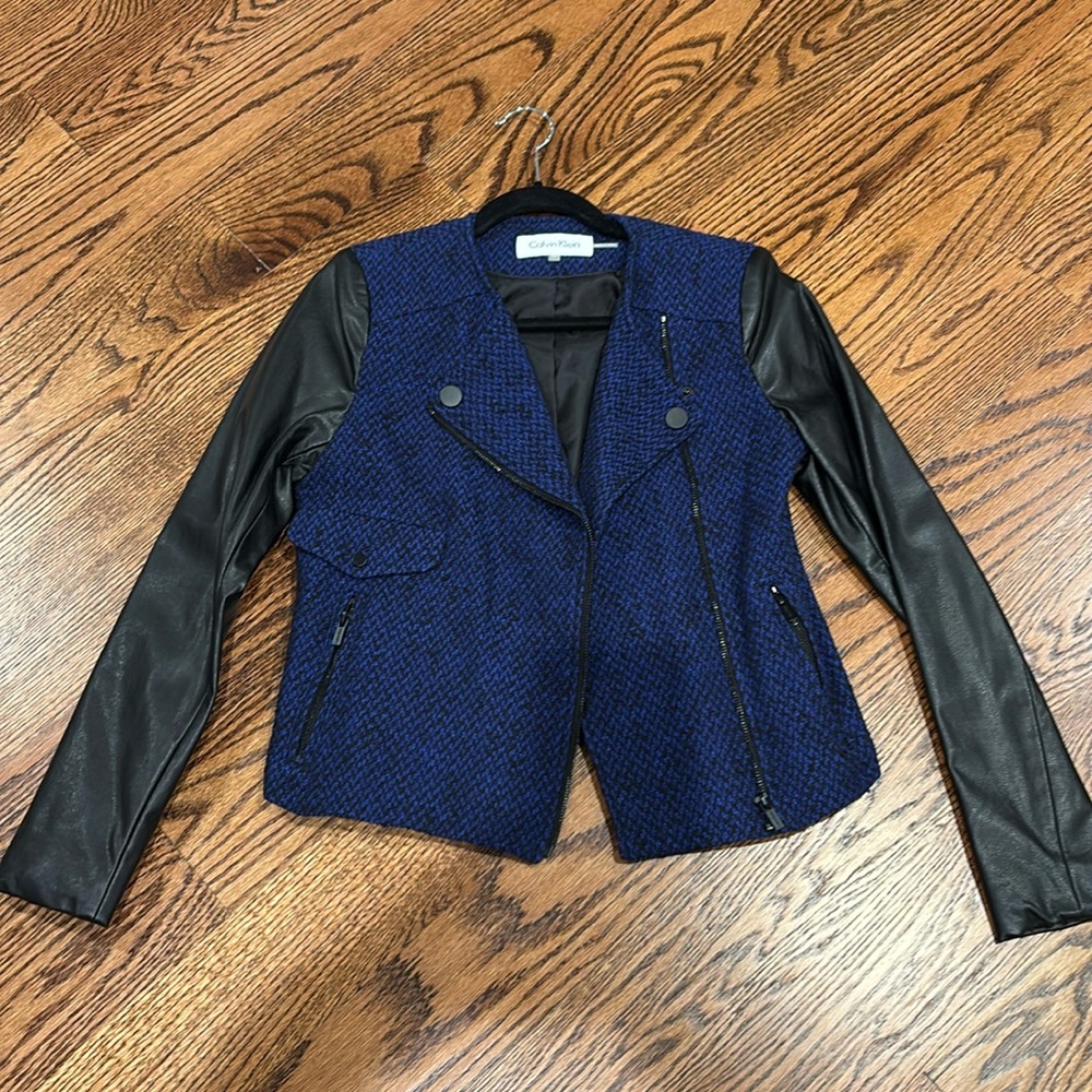 Tweed and Faux Leather Moto Jacket - brand new